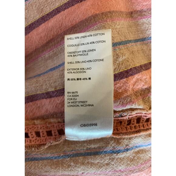 MAEVE By Anthropologie Women's S Small Pink Purple Stripe Button Long Sleeve Top - Picture 12 of 13